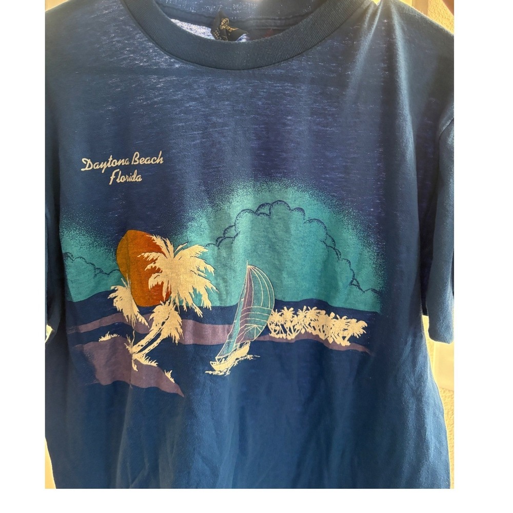 Vintage 80s Thin Single Stitch Florida T-Shirt XL Daytona Beach Florida Man